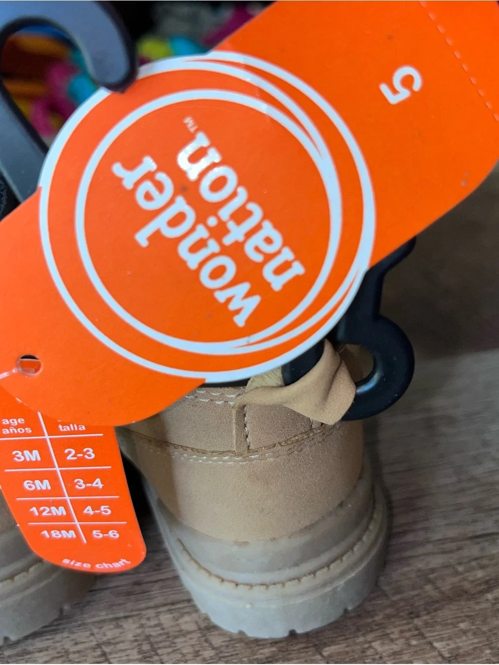 NWT WonderNation Toddler Tan Ankle WorkBoots Side Zip size 5